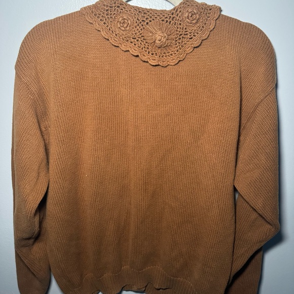 Vintage Gap Cardigan Sweater Women Lg Brown‎ Grandma Chunky Knit Collar - Picture 3 of 7